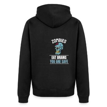 Gehirn Zombie Geschenk Lustiges Halloween - Unisex Premium Bio Zip Hoodie - Schwarz - Hinten - Nico (187cm)
