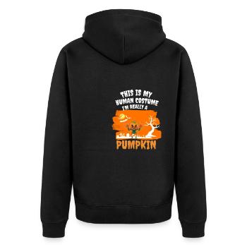 Creepy Pumpkin Costume Gift Halloween - Unisex Premium Organic Zip Hoodie - black - Back - Nico (187cm)