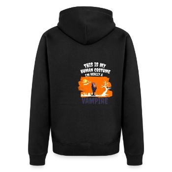 Funny Gift Halloween Costume Vampire - Unisex Premium Organic Zip Hoodie - black - Back - Nico (187cm)