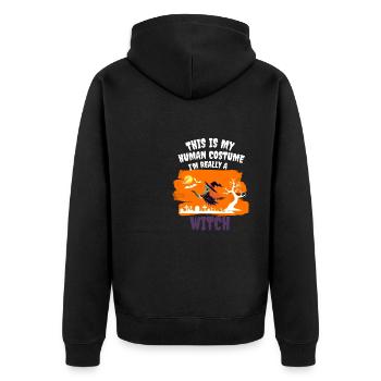 Witch Costume Witchcraft Funny Gift Halloween - Unisex Premium Organic Zip Hoodie - black - Back - Nico (187cm)