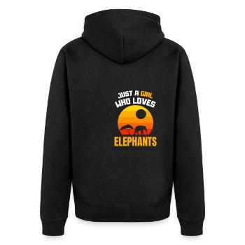 Afrika Tier Mädchen Retro Geschenk Zoo Elefant - Unisex Premium Bio Zip Hoodie - Schwarz - Hinten - Nico (187cm)