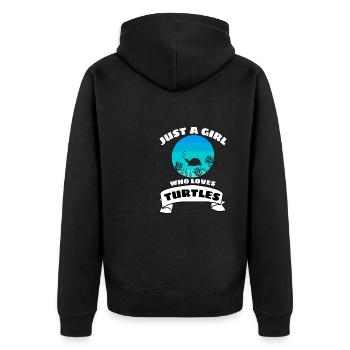 Animal Lovers Ocean Animal Girl Retro Turtle - Unisex Premium Organic Zip Hoodie - black - Back - Nico (187cm)