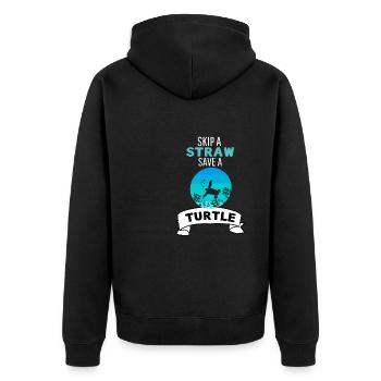 Ozean Tierliebhaber Retro Rette eine Schildkröte - Unisex Premium Bio Zip Hoodie - Schwarz - Hinten - Nico (187cm)