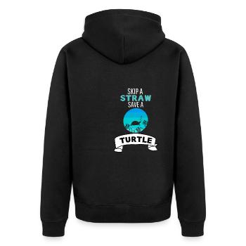 Meeresschildkröte Ozean Tier Retro Schildkröte - Unisex Premium Bio Zip Hoodie - Schwarz - Hinten - Nico (187cm)