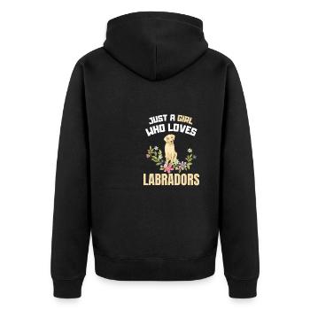 Blumen Hunde Mädchen Geschenkidee Labrador - Unisex Premium Bio Zip Hoodie - Schwarz - Hinten - Nico (187cm)