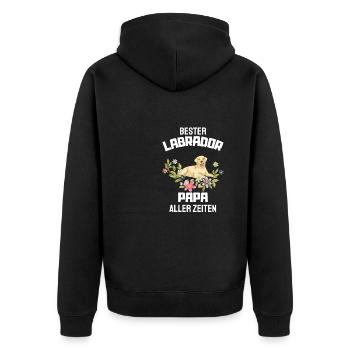 Bester Hunde Papa aller Zeiten Blumen Labrador - Unisex Premium Bio Zip Hoodie - Schwarz - Hinten - Nico (187cm)