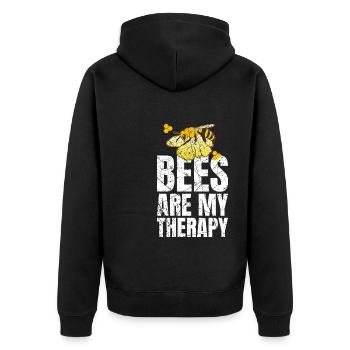 Bees Are My Therapy Beekeeper Beekeeper - Unisex Premium Organic Zip Hoodie - black - Back - Nico (187cm)