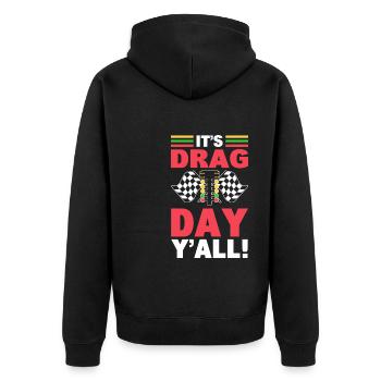 Drag-Racing-Liebhaber Rennfahrer - Unisex Premium Bio Zip Hoodie - Schwarz - Hinten - Nico (187cm)