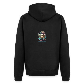 Faultier Skateboard - Unisex Premium Bio Zip Hoodie - Schwarz - Hinten - Nico (187cm)