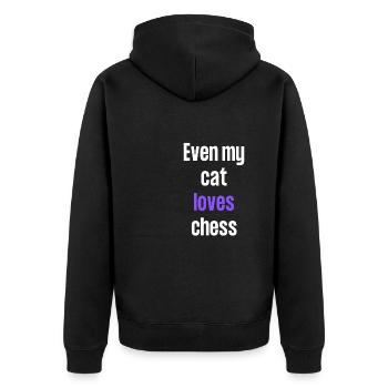 Even my cat loves chess - Unisex Premium Organic Zip Hoodie - black - Back - Nico (187cm)