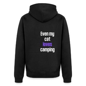 Even my cat loves camping - Unisex Premium Organic Zip Hoodie - black - Back - Nico (187cm)