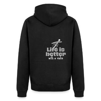 Life is better with a violin. - Unisex Premium Organic Zip Hoodie - black - Back - Nico (187cm)