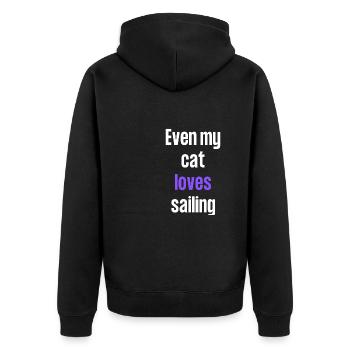 Even my cat loves sailing - Unisex Premium Organic Zip Hoodie - black - Back - Nico (187cm)