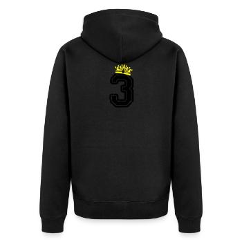 3 king - Unisex Premium Bio Zip Hoodie - Schwarz - Hinten - Nico (187cm)