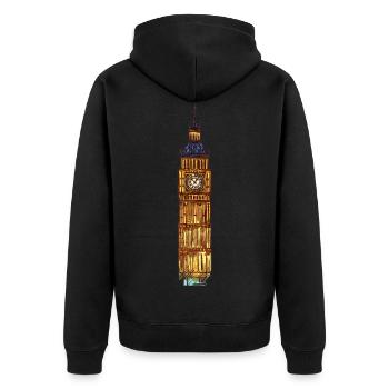 London England Big Ben - Unisex Premium Organic Zip Hoodie - black - Back - Nico (187cm)