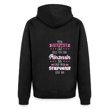 Stieftochter Stiefpapa Stiefvater Geschenk - Unisex Premium Bio Zip Hoodie - Schwarz - Hinten - Nico (187cm)