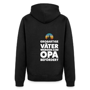 Papa & Opa Familie Papa Geschenk - Unisex Premium Bio Zip Hoodie - Schwarz - Hinten - Nico (187cm)