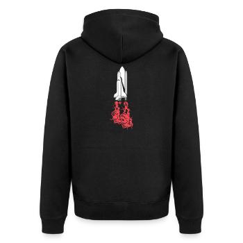 Raketenstart Weltraum Symbol Weltall icon Logo - Unisex Premium Bio Zip Hoodie - Schwarz - Hinten - Nico (187cm)