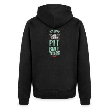Ich liebe meinen Pit Terrier - Unisex Premium Bio Zip Hoodie - Schwarz - Hinten - Nico (187cm)