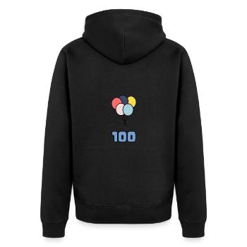 100. 100 JAHRE. 100-JÄHRIGES JUBILÄUM. 100. GEBURTSTAG - Unisex Premium Bio Zip Hoodie - Schwarz - Hinten - Nico (187cm)