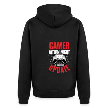 Gamer Altern Nicht Sie Erhalten Ein Update - Unisex Premium Bio Zip Hoodie - Schwarz - Hinten - Nico (187cm)