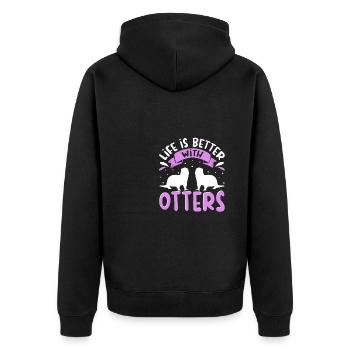 Otter Outfit Sea Otter Lovers - Unisex Premium Organic Zip Hoodie - black - Back - Nico (187cm)