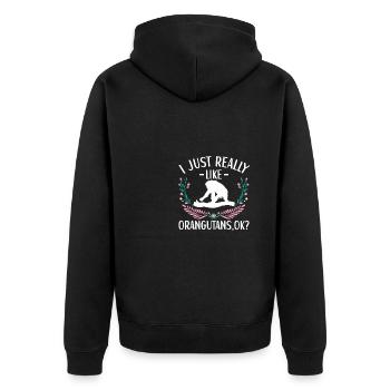 Orangutan Outfit Monkey Lovers - Unisex Premium Organic Zip Hoodie - black - Back - Nico (187cm)