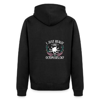 Oktopus Outfit Tintenfisch Kraken - Unisex Premium Bio Zip Hoodie - Schwarz - Hinten - Nico (187cm)