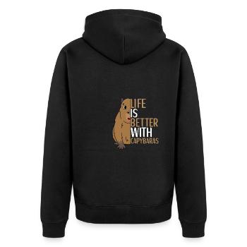 Capybara Animal Accessories for Kids - Unisex Premium Bio Zip Hoodie - Schwarz - Hinten - Nico (187cm)