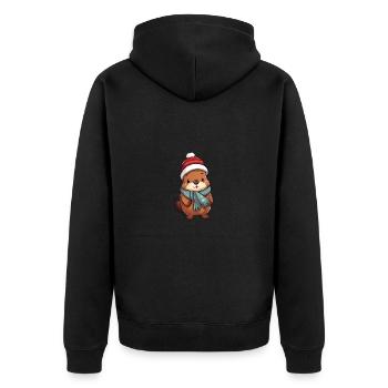 Cute otter in festive winter look! - Unisex Premium Organic Zip Hoodie - black - Back - Nico (187cm)