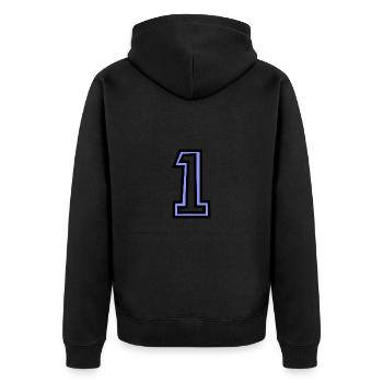 1. 1 JAHR. 1. JAHRESTAG. 1 JAHR GEBURTSTAG - Unisex Premium Bio Zip Hoodie - Schwarz - Hinten - Nico (187cm)