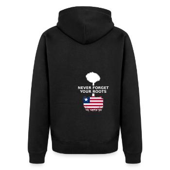 Liberia Never Forget Your Roots - Unisex Premium Organic Zip Hoodie - black - Back - Nico (187cm)