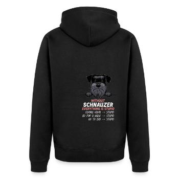 Ohne Schanuzer ist alles doof - Unisex Premium Bio Zip Hoodie - Schwarz - Hinten - Nico (187cm)