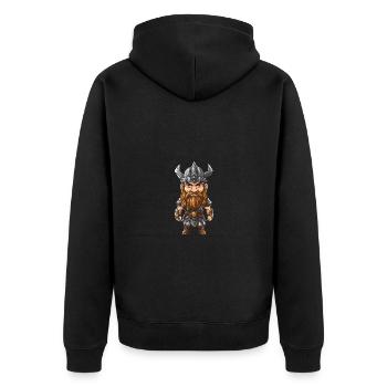 Wikinger Valhalla Krieger Odin - Unisex Premium Bio Zip Hoodie - Schwarz - Hinten - Nico (187cm)