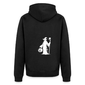 Magic Ghost with Halloween Pumpkin - Unisex Premium Organic Zip Hoodie - black - Back - Nico (187cm)