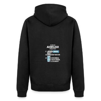 Ausbilder Spruch Geschenk Klempner - Unisex Premium Bio Zip Hoodie - Schwarz - Hinten - Nico (187cm)