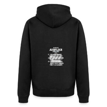 Ausbilder Spruch Geschenk Bauarbeiter Straßenbau - Unisex Premium Bio Zip Hoodie - Schwarz - Hinten - Nico (187cm)