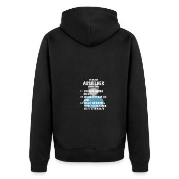 Ausbilder Spruch Geschenk Soziale Berufe - Unisex Premium Bio Zip Hoodie - Schwarz - Hinten - Nico (187cm)