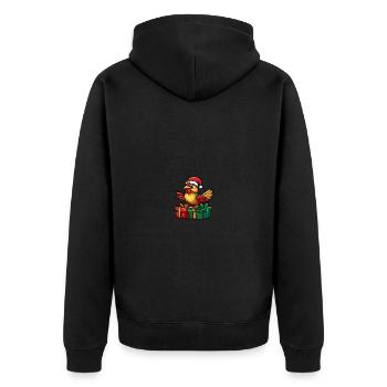Hahn Weihnachten Comic Geschenke - Unisex Premium Bio Zip Hoodie - Schwarz - Hinten - Nico (187cm)