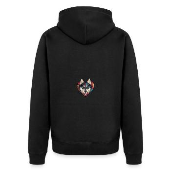 Husky Hund Herz Love - Unisex Premium Bio Zip Hoodie - Schwarz - Hinten - Nico (187cm)