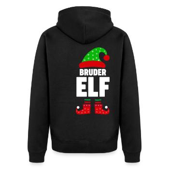 Weinachten Weihnachtself Bruder Elf Elfen - Unisex Premium Bio Zip Hoodie - Schwarz - Hinten - Nico (187cm)
