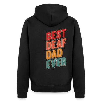 Père sourd Langue des signes Fierté sourde - Veste à capuche bio Premium Unisexe - noir - Dos - Nico (187cm)