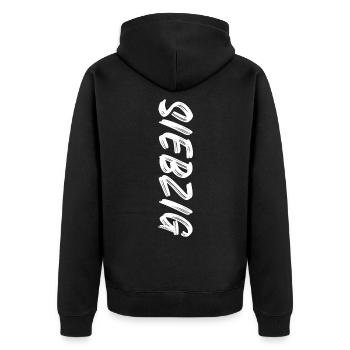 70 / Siebzig / 70. Geburtstag - Unisex Premium Bio Zip Hoodie - Schwarz - Hinten - Nico (187cm)