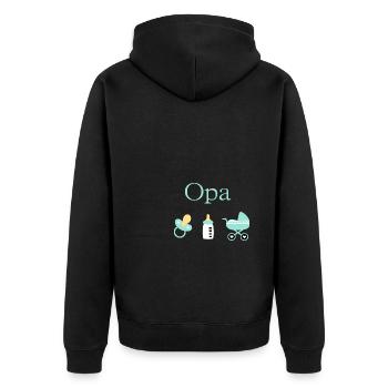 Opa Geburt Junge Vorlage personalisierbar - Unisex Premium Bio Zip Hoodie - Schwarz - Hinten - Nico (187cm)