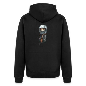 Lady Biker pour un motard motard - Veste à capuche bio Premium Unisexe - noir - Dos - Nico (187cm)