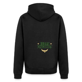 ich liebe falknerei - Unisex Premium Bio Zip Hoodie - Schwarz - Hinten - Nico (187cm)