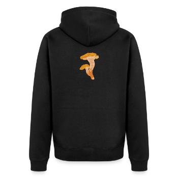 Pfifferling Pilze sammeln Geschenk - Unisex Premium Bio Zip Hoodie - Schwarz - Hinten - Nico (187cm)