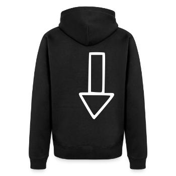 Pfeil Zeichnung Skizze weiß - Unisex Premium Bio Zip Hoodie - Schwarz - Hinten - Nico (187cm)