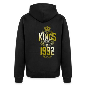 kings are born 1992 - Unisex Premium Organic Zip Hoodie - black - Back - Nico (187cm)