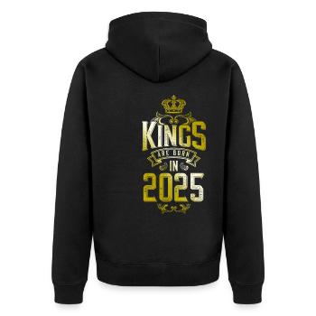 kings are born 2025 - Unisex Premium Organic Zip Hoodie - black - Back - Nico (187cm)